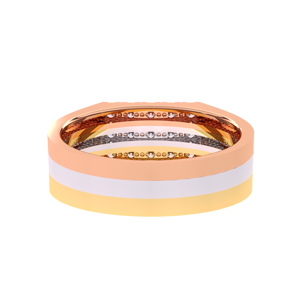 Sparkling Lab Grown Diamond Three Tone Ring
